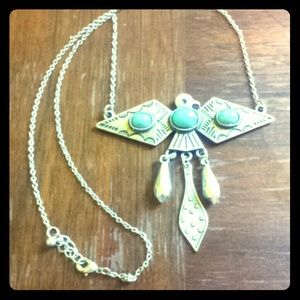 Silver and Turquoise firebird necklace southwest