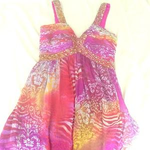 Cache Pink Printed Cocktail Dress