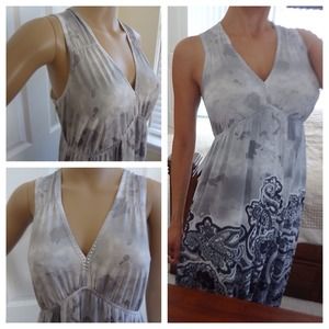 Macys  stretch  silky-feel dress (grey & white)