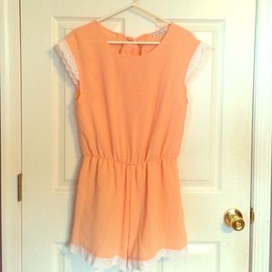 Peach Scallop Lace Romper