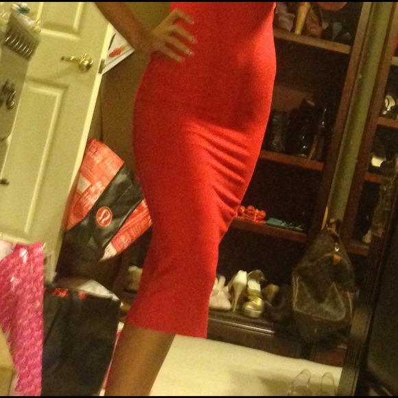 Red Criss Cross Back Asos Midi Dress - Picture 3 of 4
