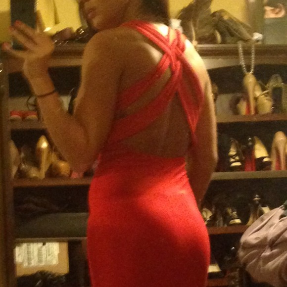 Red Criss Cross Back Asos Midi Dress - Picture 4 of 4