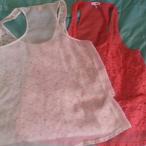 Two lace tank tops hi low