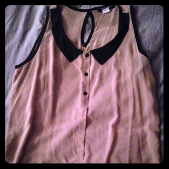 Sheer, apricot and black blouse!