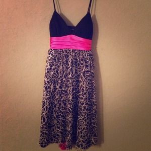 Black & white Jodi Kristopher dress with pink sash