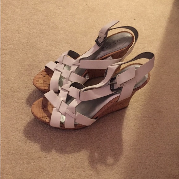 Guess Cork Wedges with white leather strap