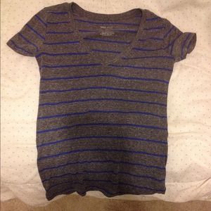 Blue stripped v-neck