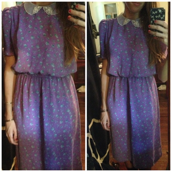 🚫🚫SOLD🚫🚫Vintage Peter Pan collar floral dress - Picture 4 of 4