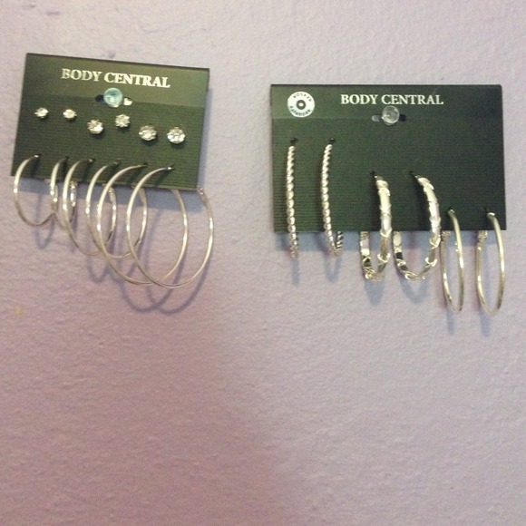 NWT silver hoops and studs