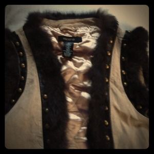 Suede and fur vest