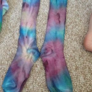 Lie and purple tie dye high socks