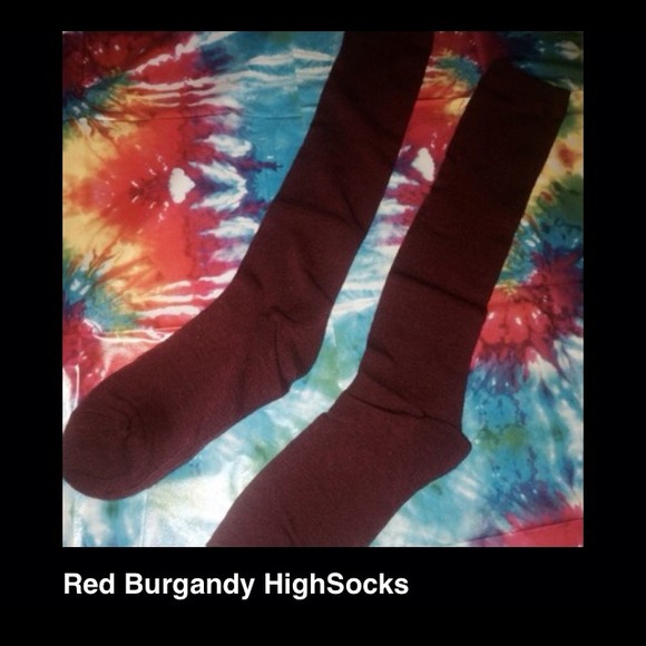 Red burgundy high socks