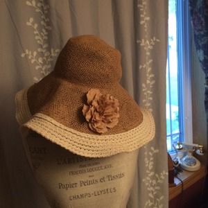 Raffaello bettini cotton & paper hat w/floppy brim