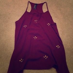 Maroon sheer chiffon tank with jewels❤️