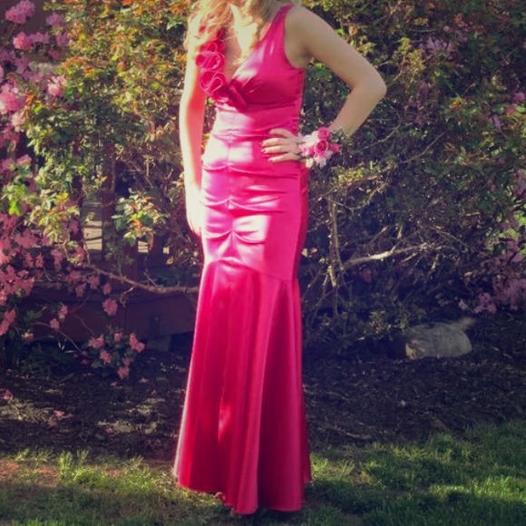Pink cashé prom dress made in the USA