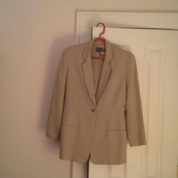 Calvin Klein stone colored silk pants suit