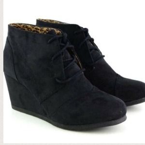 black suede booties wedges