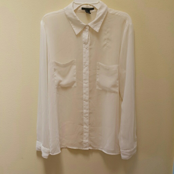 White shear button up