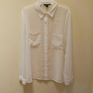 White shear button up