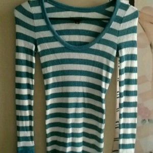 Blue and white striped sweater