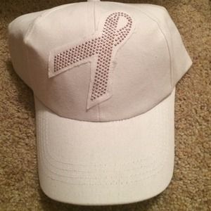 Pink ribbon rhinestone hat