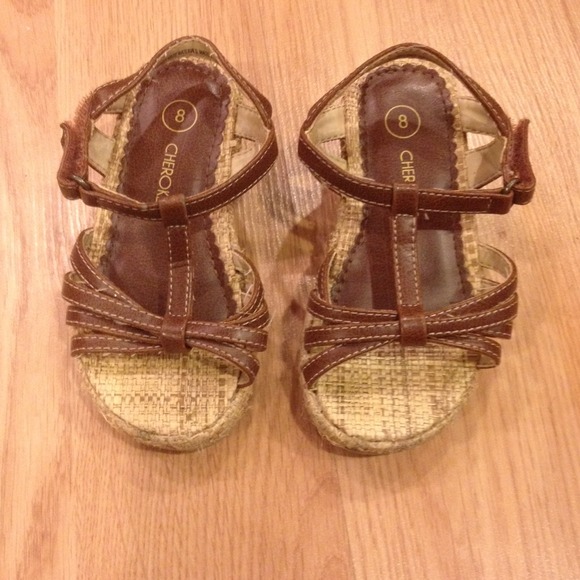 Brown wedge style sandals