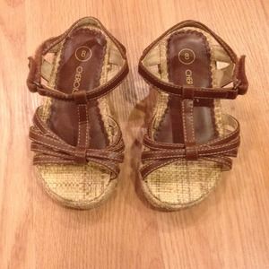 Brown wedge style sandals