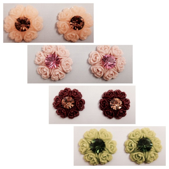 Floral rose Swarovski crystal stud earrings
