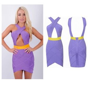 Lavender/yellow Bandage Dress💜💜