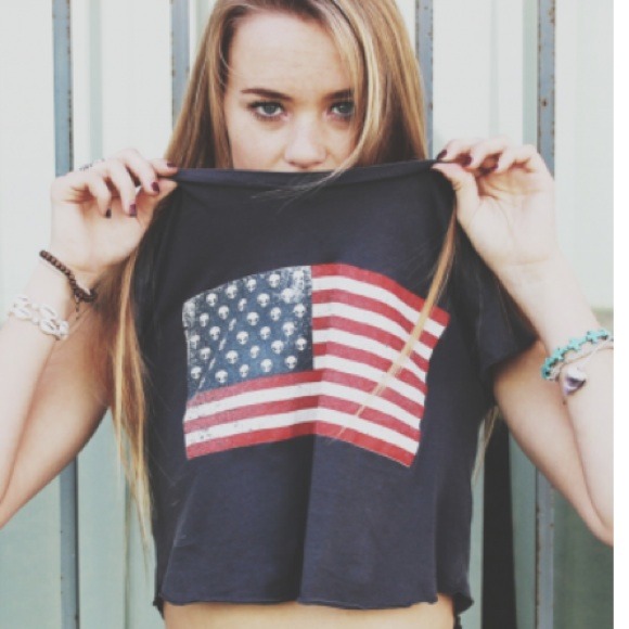 Brandy Melville Elin Alien Stars & Stripes Top