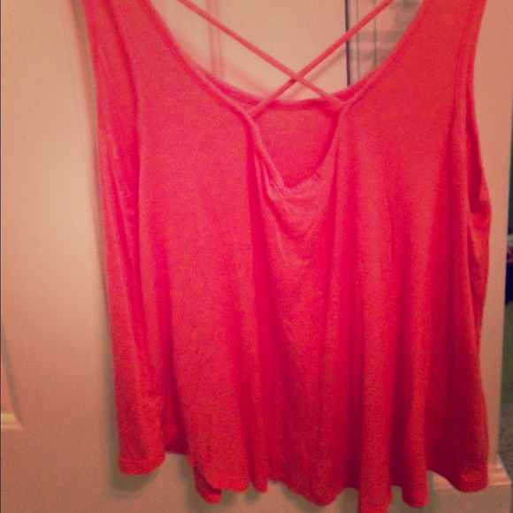 Cross back salmon tank top