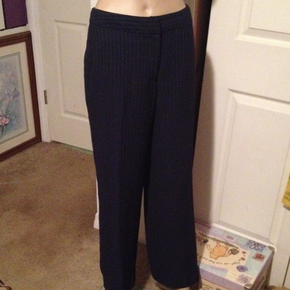 Navy blue pinstripe pant suit pants