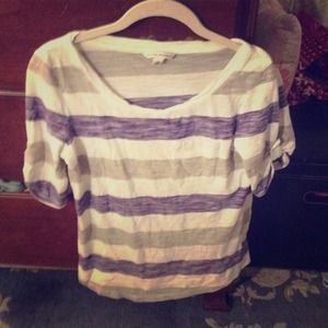 Purple grey and white striped top banana republic