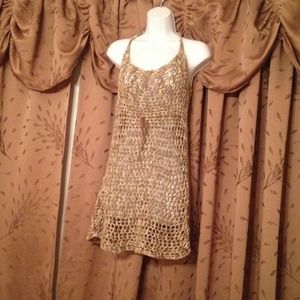 Tan Woven Swim suit cover