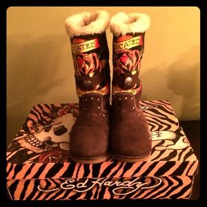 Ed Hardy fur lined boots