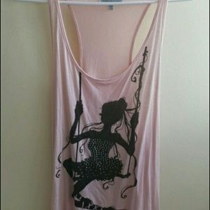 Baby pink and black tank top
