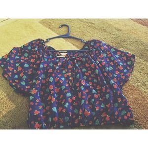 BLUE FLORAL CROP TOP