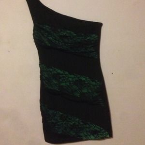 Black & Green one strap dress.