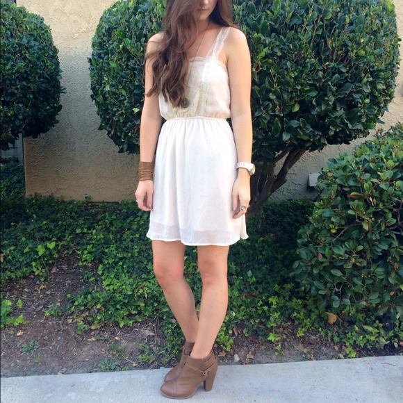 Ivory lace trim dress
