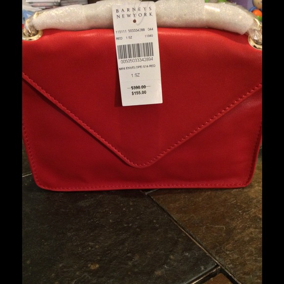 Barneys New York Red Mini Envelope Shoulder Bag
