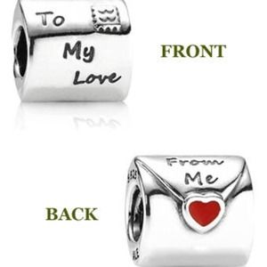 AUTHENTIC Pandora love letter charm w/red enamel