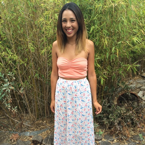 Double slit white floral maxi skirt from Hollister