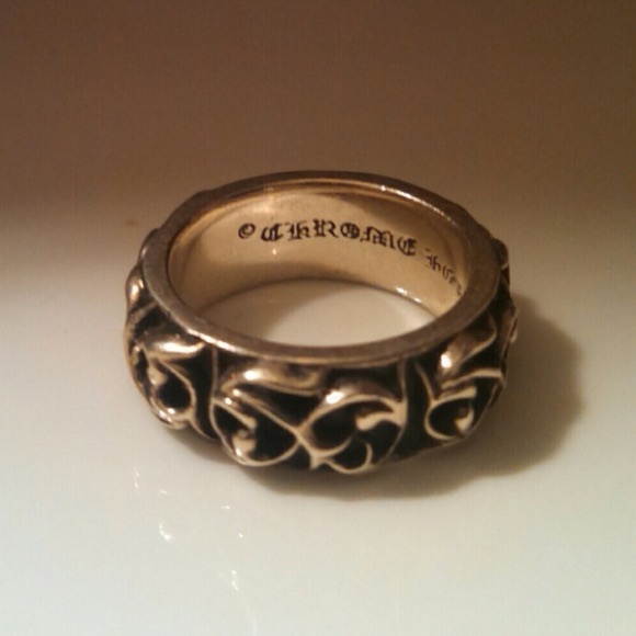 Sterling silver chrome hearts band ring scroll ivy - Picture 2 of 3