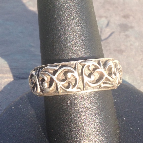 Sterling silver chrome hearts band ring scroll ivy - Picture 3 of 3