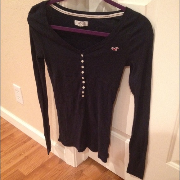 Dark Blue Hollister Long Sleeve with Buttons