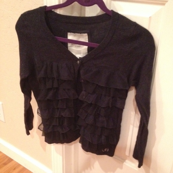 Dark Blue Ruffle Gilly Hicks Sweater - Picture 1 of 3
