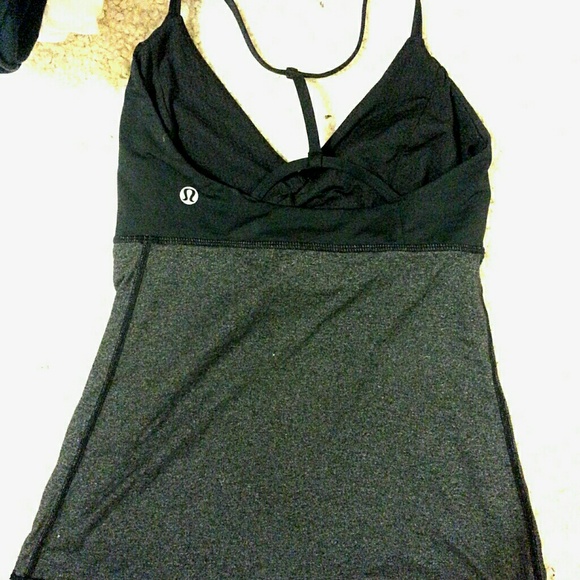 Black and gray lululemon tank workout T back - Picture 2 of 2