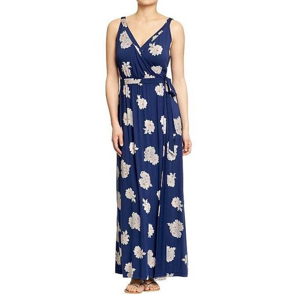 navy floral wrap maxi dress