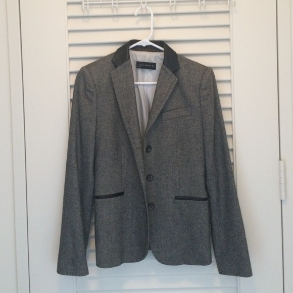 Zara blazer with leather trimming detail