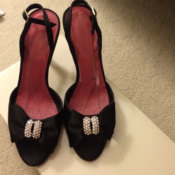 Kate Spade Black Satin Gili Heels - Picture 2 of 4